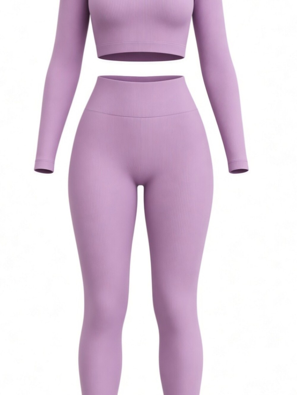 Reflex Lilac Ribbed Crop Top & High-Waist Leggings Set Size 10